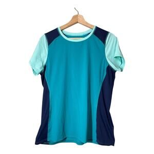 L.L. Bean Women Rash Guard Swim Shirt Size Medium Blue 40+UPF Travel Vacation